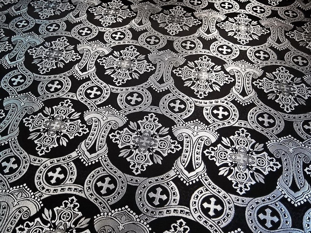 Церковная ткань текстиль Корона черная
