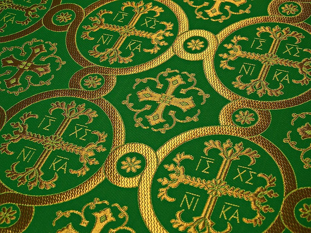 Церковная ткань текстиль Ника зеленая